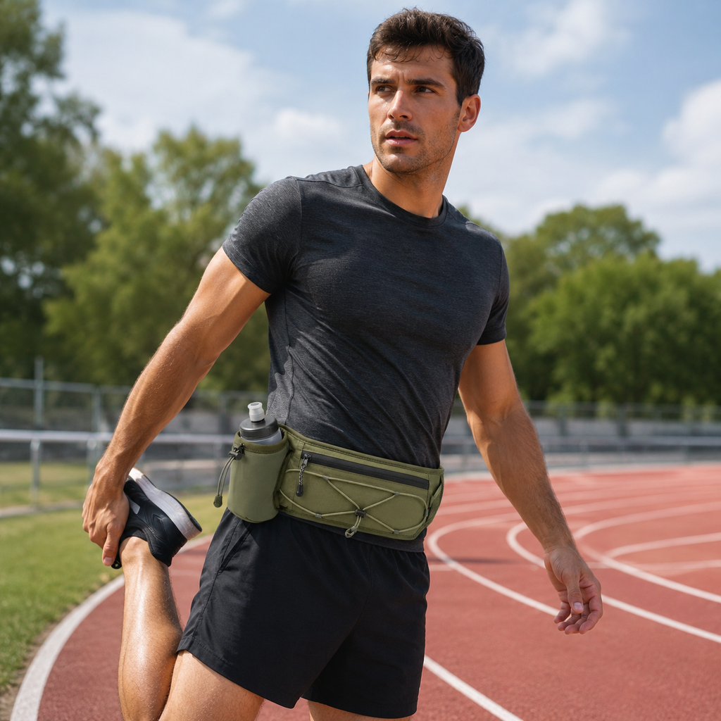 No-Bounce Hydration Running Belt with Bottle Holder & Zipper Pocket
