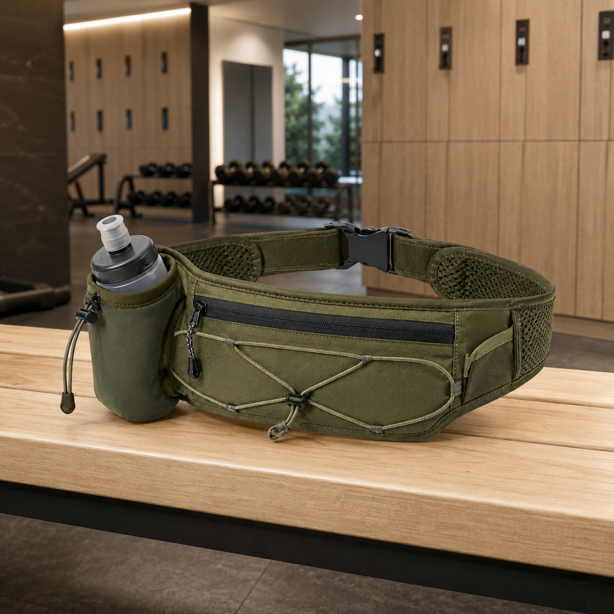 No-Bounce Hydration Running Belt with Bottle Holder & Zipper Pocket