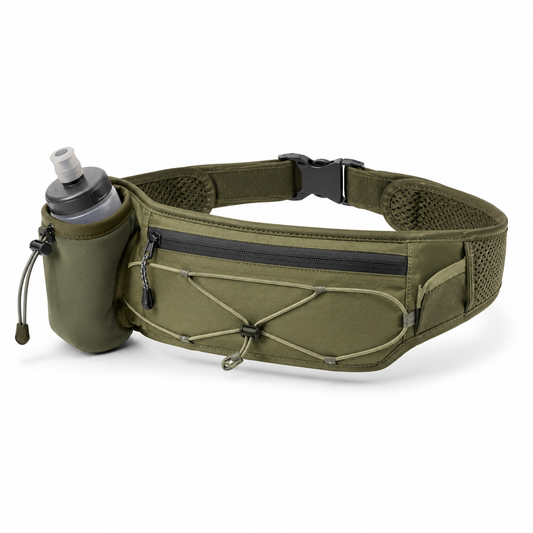 No-Bounce Hydration Running Belt with Bottle Holder & Zipper Pocket