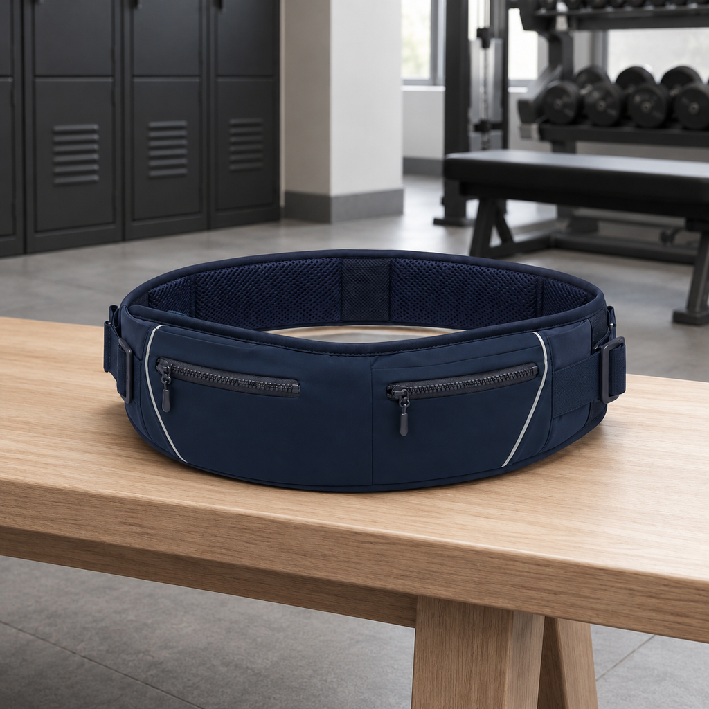 Dual-Pocket No-Bounce Running Belt – Breathable Reflective Waist Pack
