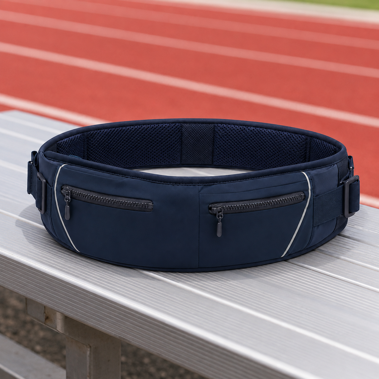 Dual-Pocket No-Bounce Running Belt – Breathable Reflective Waist Pack