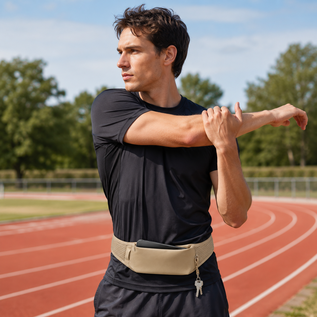 Ultra-Slim No-Bounce Running Belt with Phone Pocket & Key Clip