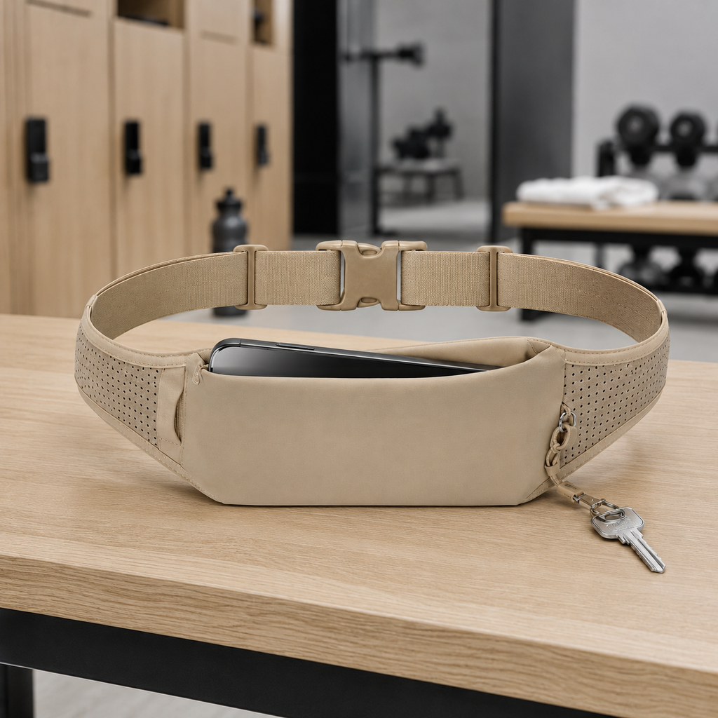 Ultra-Slim No-Bounce Running Belt with Phone Pocket & Key Clip