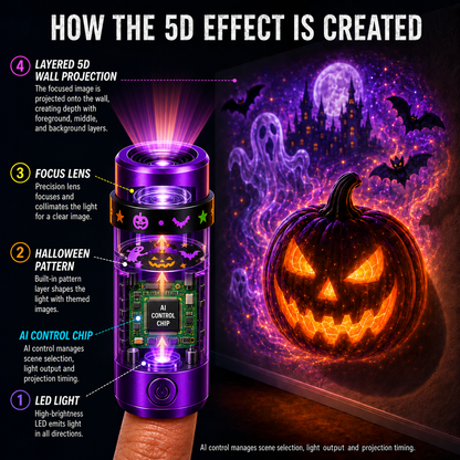 Billhol® 🎃2026 Magic Finger Projection Light-Halloween Limited Edition👻 Create 24+ Immersive Scenes Across 6 Themed Worlds